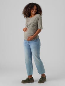 MAMA.LICIOUS Wide Leg Fit Mid waist Raw hems Jeans -Light Blue Denim - 20018296