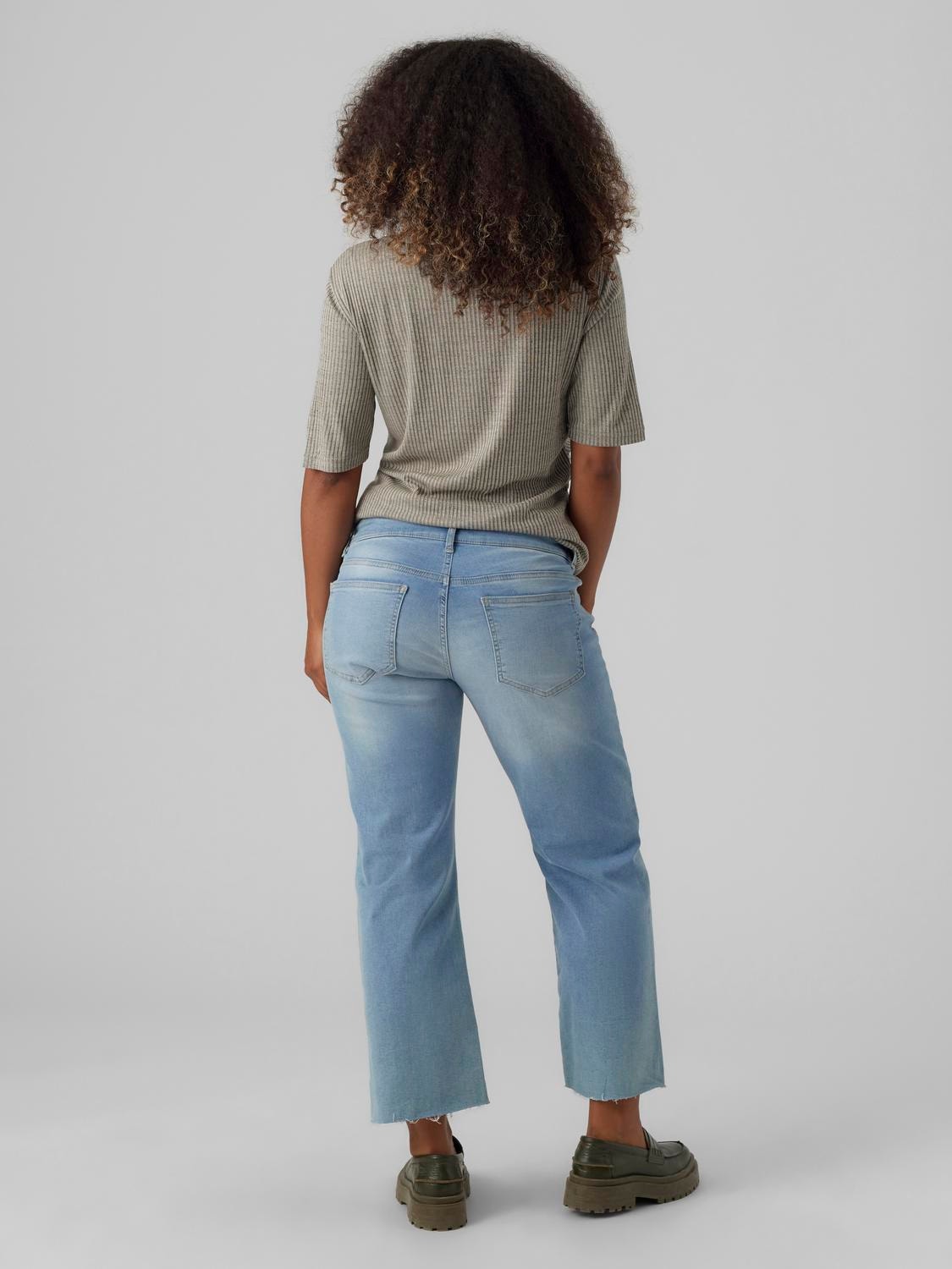 MAMA.LICIOUS Krój wide leg Średnia talia Jeans -Light Blue Denim - 20018296