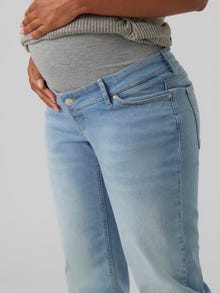 MAMA.LICIOUS Jeans Wide Leg Fit Taille moyenne Ourlet brut -Light Blue Denim - 20018296
