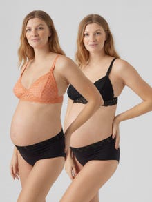 Mamalicious Maternity 2 pack nursing bra and 2 pack thong set in white and  sage