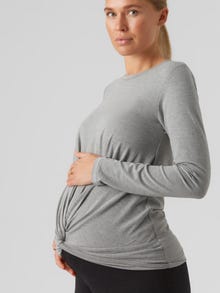 MAMA.LICIOUS Krój regularny Okrągły dekolt Regularne rękawy Góra -Light Grey Melange - 20018310