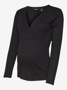 MAMA.LICIOUS Tops Regular Fit Col en V -Black - 20018350