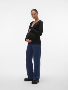 MAMA.LICIOUS Tops Regular Fit Col en V -Black - 20018350