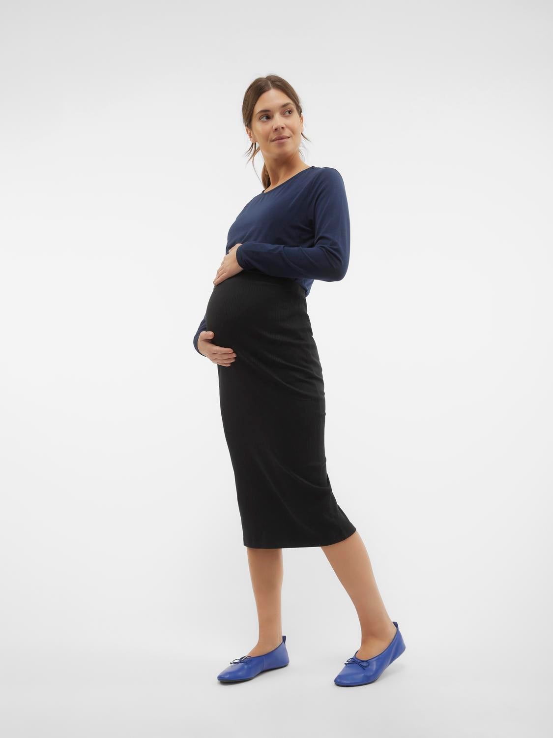 Short black shop maternity skirt