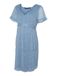 MAMA.LICIOUS Krój regularny Dekolt w serek Krótka sukienka -Coronet Blue - 20018365