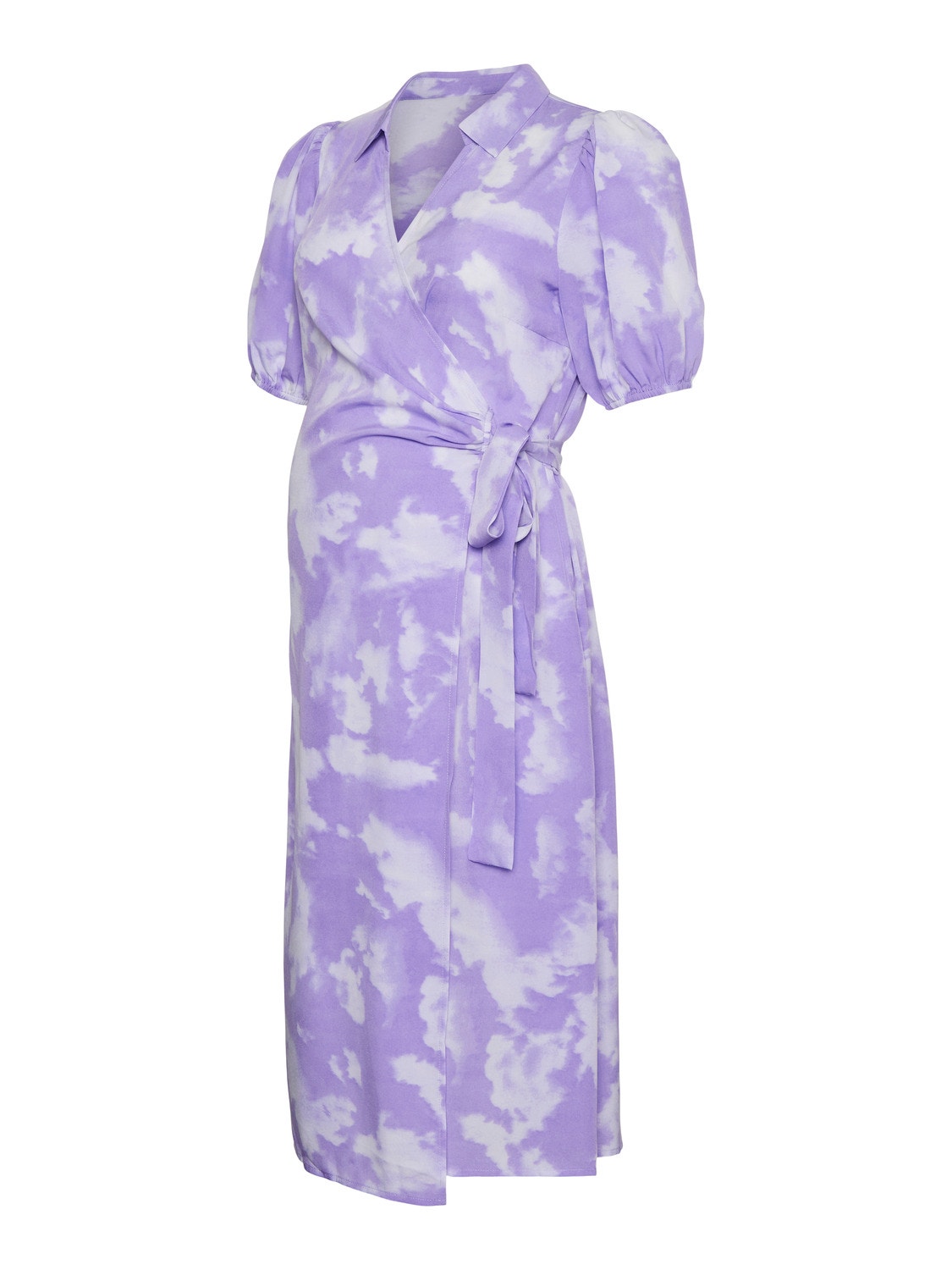 MAMA.LICIOUS Vestito midi Regular Fit Scollo a V Polsini elasticizzati Maniche regolari -Paisley Purple - 20018410