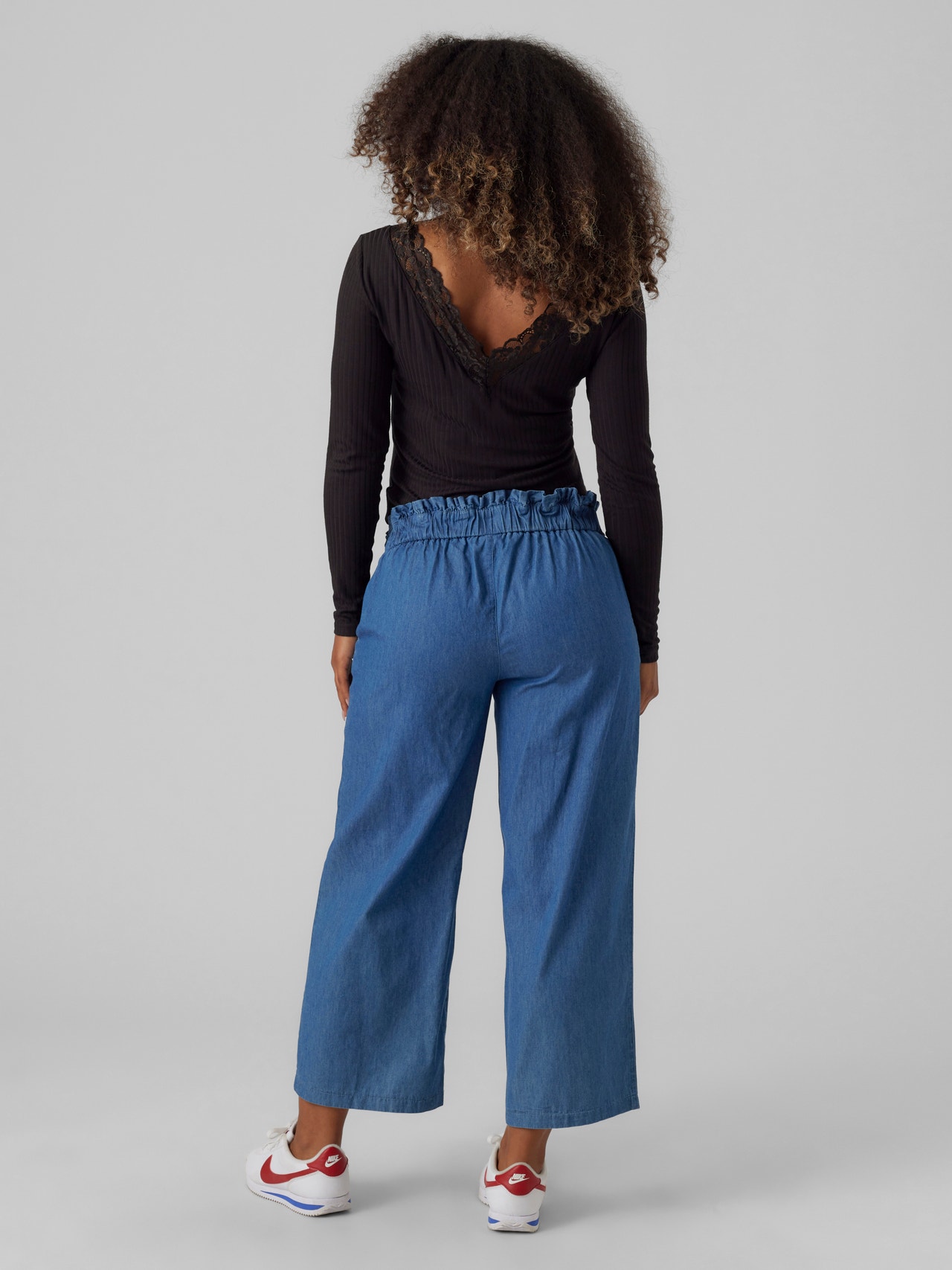 MAMA.LICIOUS Regular Fit Normal rise Trousers -Medium Blue Denim - 20018411