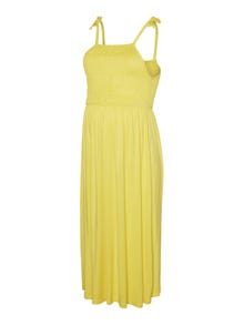 MAMA.LICIOUS Krój regularny Kwadratowy dekolt Regulowane paski Sukienka midi -Vibrant Yellow - 20018443
