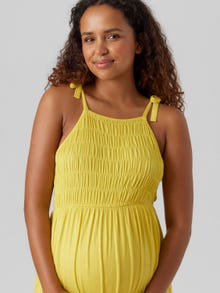 MAMA.LICIOUS Vestido midi Corte regular Cuello cuadrado Tiras ajustables -Vibrant Yellow - 20018443