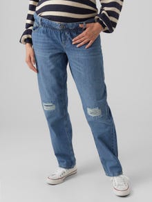 MAMA.LICIOUS Mom Fit Medelhög midja Jeans -Medium Blue Denim - 20018616
