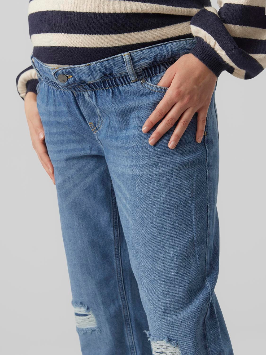 MAMA.LICIOUS Mom Fit Medelhög midja Jeans -Medium Blue Denim - 20018616
