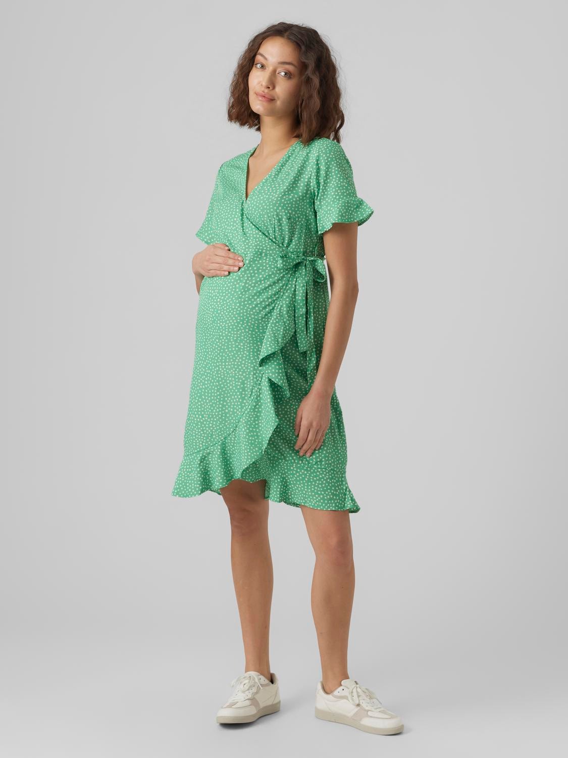 MAMA.LICIOUS Krój regularny Dekolt w serek Krótka sukienka -Bright Green - 20018656