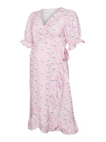 MAMA.LICIOUS Krój regularny Dekolt w serek Elastyczne mankiety Rekawy balonowe Krótka sukienka -Cameo Pink - 20018715