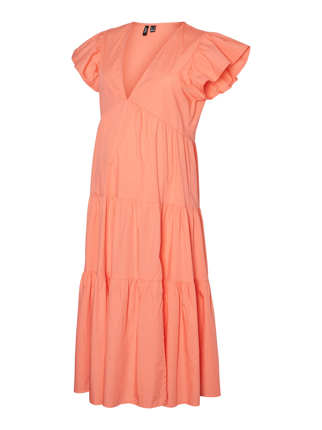MAMA.LICIOUS Robe longue Standard Fit Col en V -Georgia Peach - 20018788