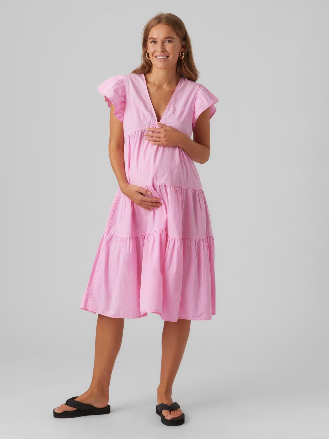 Standard fit V-hals kjole | Lyserosa | MAMA.LICIOUS®