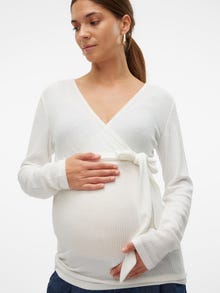MAMA.LICIOUS Regular fit V-pääntie Topit -Snow White - 20018841