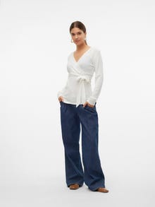 MAMA.LICIOUS Top Regular Fit Scollo a V -Snow White - 20018841