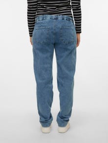 MAMA.LICIOUS Luźno dopasowane Niska talia Jeans -Medium Blue Denim - 20018889