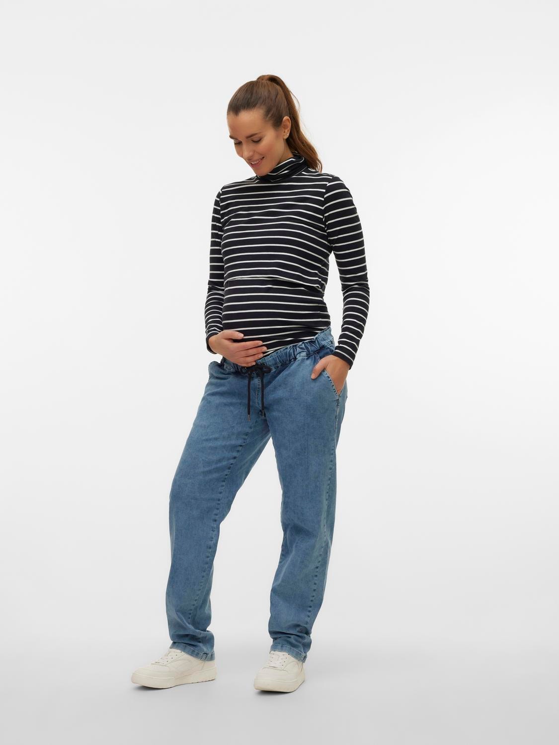 MAMA.LICIOUS Lös passform Låg midja Jeans -Medium Blue Denim - 20018889