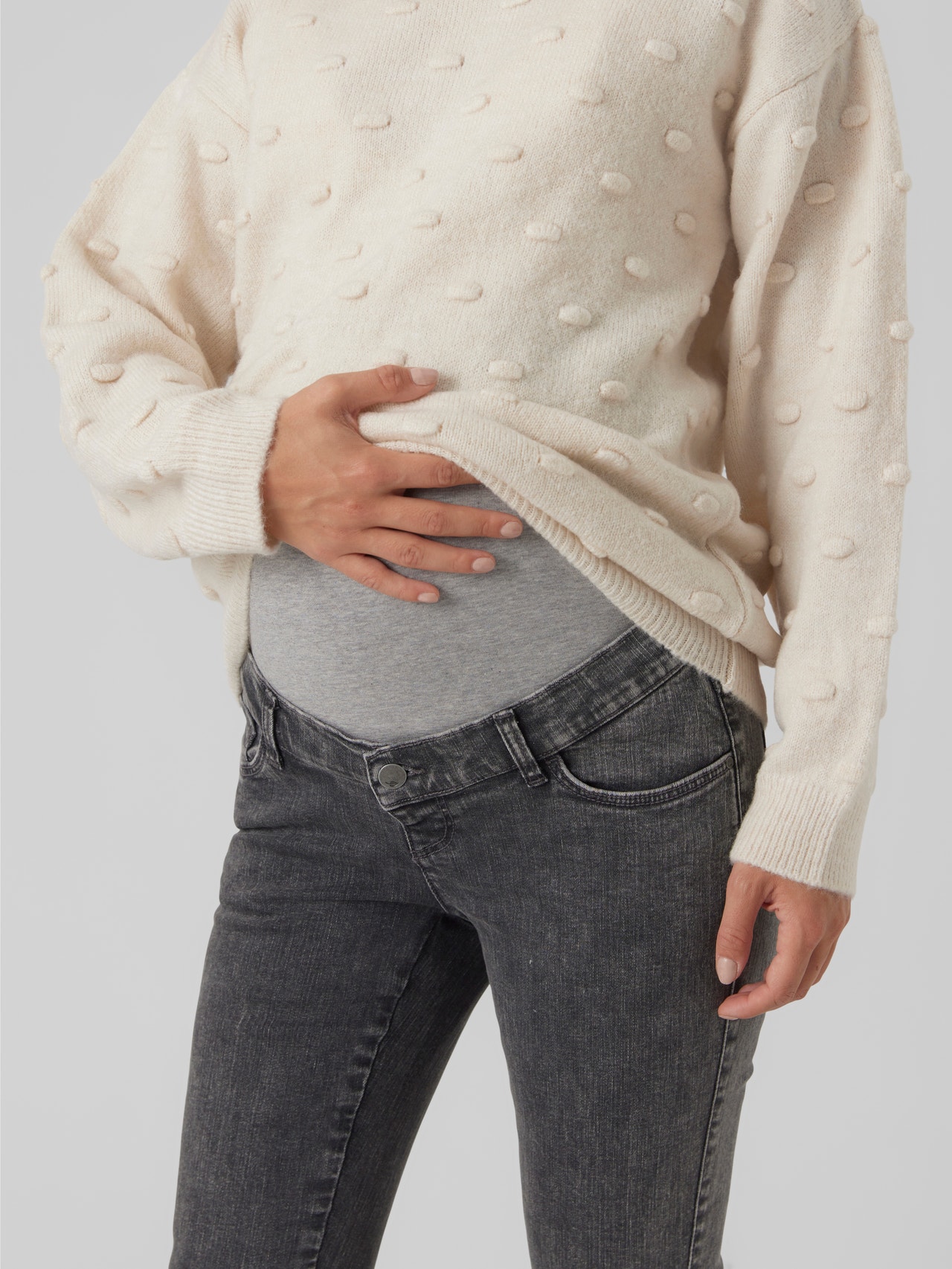 MAMA.LICIOUS Slim Fit Medelhög midja Jeans -Grey Denim - 20018898