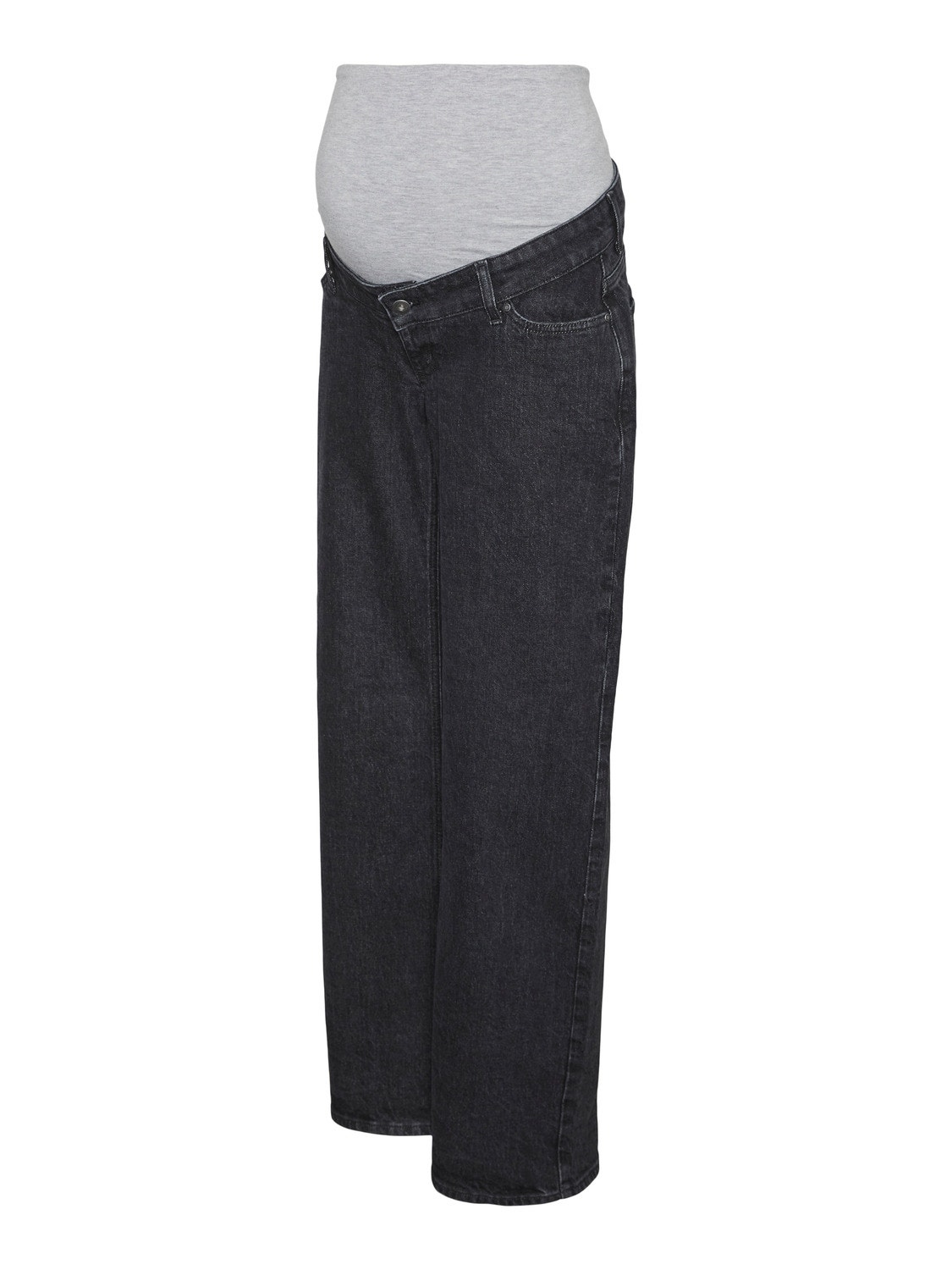 MAMA.LICIOUS Jeans Wide Leg Fit Taille basse -Dark Grey Denim - 20018901