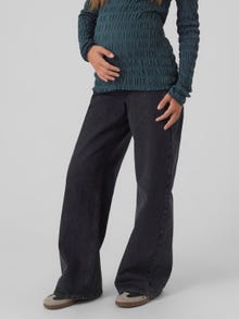 MAMA.LICIOUS Wide leg fit Low waist Jeans -Dark Grey Denim - 20018901