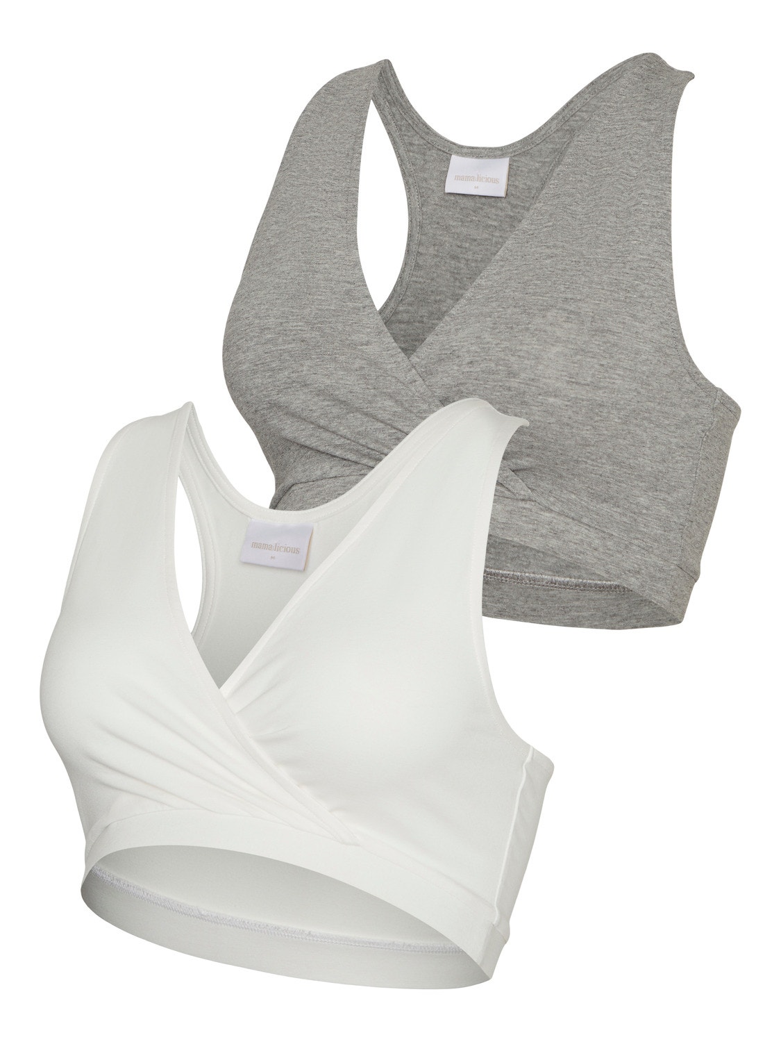 Mamalicious Maternity 2 pack nursing bra in grey and white
