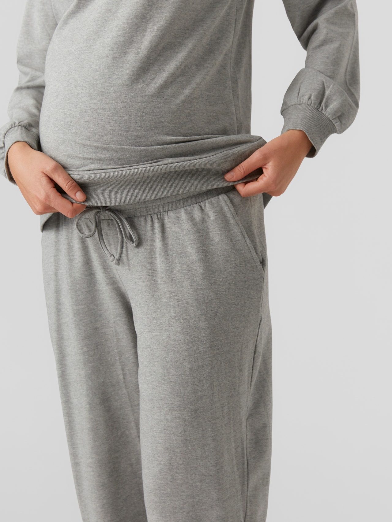 MAMA.LICIOUS Regular Fit Trousers -Light Grey Melange - 20018952