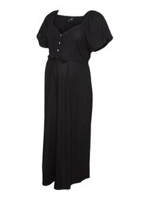 MAMA.LICIOUS Robe longue Regular Fit Col en V -Black - 20018993
