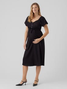 MAMA.LICIOUS Robe longue Regular Fit Col en V -Black - 20018993