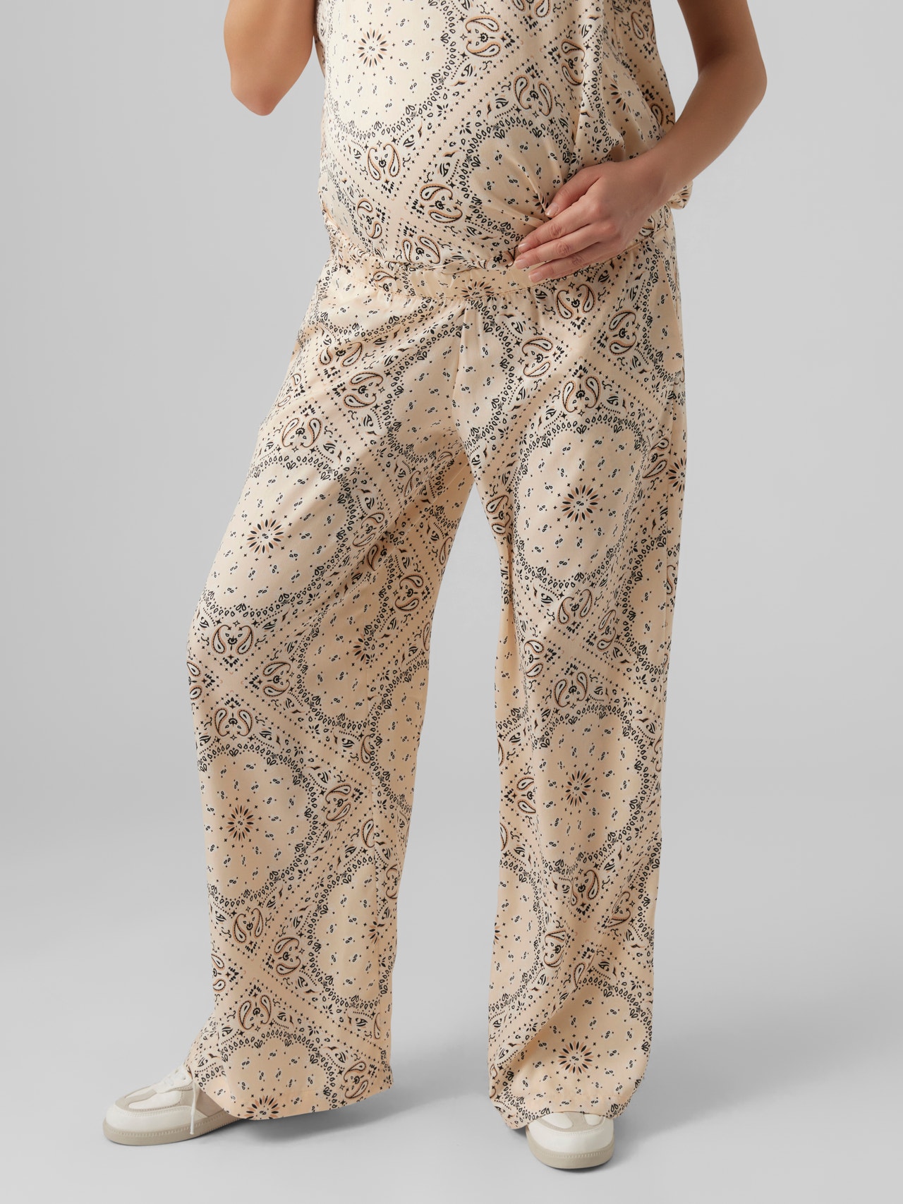 MAMA.LICIOUS Wide Leg Fit Trousers -Pastel Rose Tan - 20019007