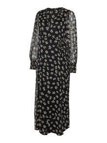 MAMA.LICIOUS Robe longue Regular Fit Col en V -Black - 20019008