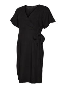 MAMA.LICIOUS Vestido corto Corte regular Cuello en V -Black - 20019034