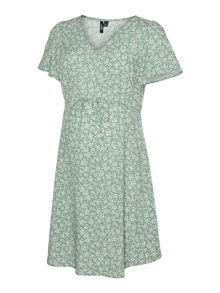 MAMA.LICIOUS Krój regularny Dekolt w serek Krótka sukienka -Hedge Green - 20019179