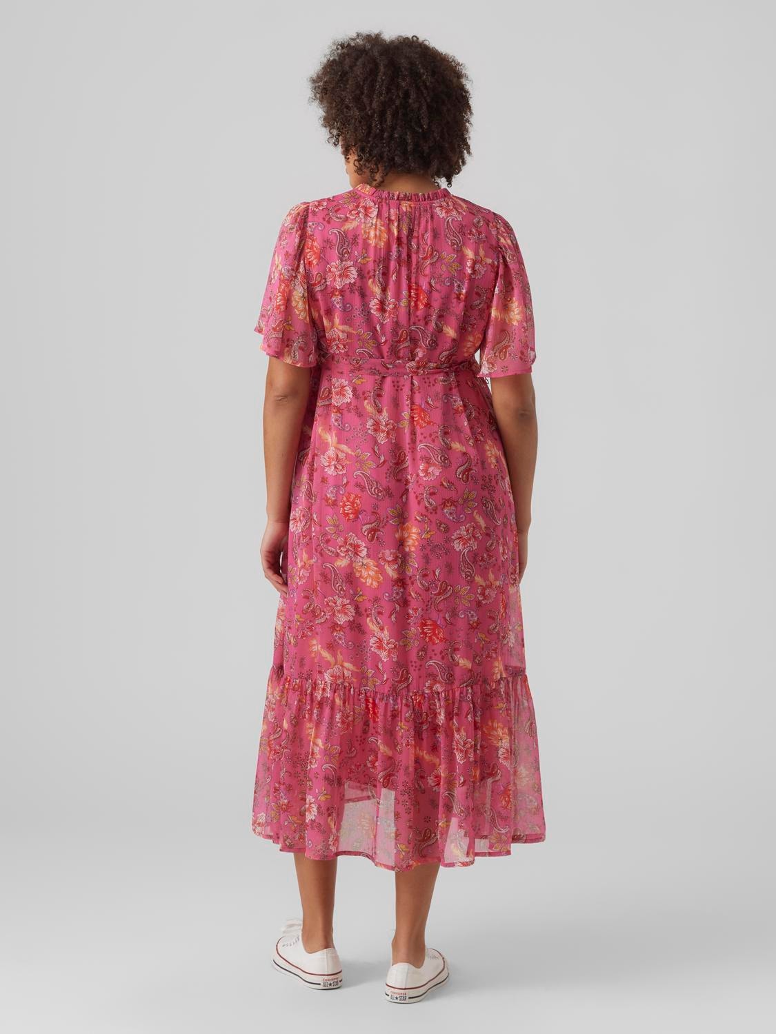 MAMA.LICIOUS Robe longue Regular Fit Col en V -Pink Yarrow - 20019186