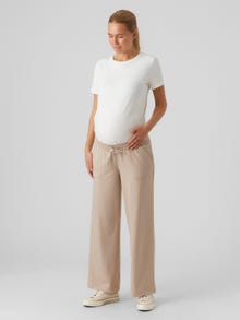 MAMA.LICIOUS Pantalons Regular Fit Taille classique -Oatmeal - 20019189