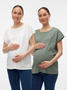 MAMA.LICIOUS 2-pack Zwangerschaps-t-shirt -Laurel Wreath - 20019198