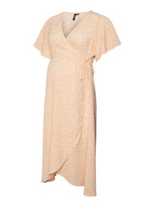 MAMA.LICIOUS Robe longue Regular Fit Col en V -Mock Orange - 20019203