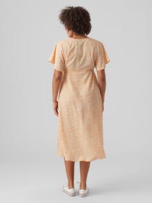 MAMA.LICIOUS Robe longue Regular Fit Col en V -Mock Orange - 20019203