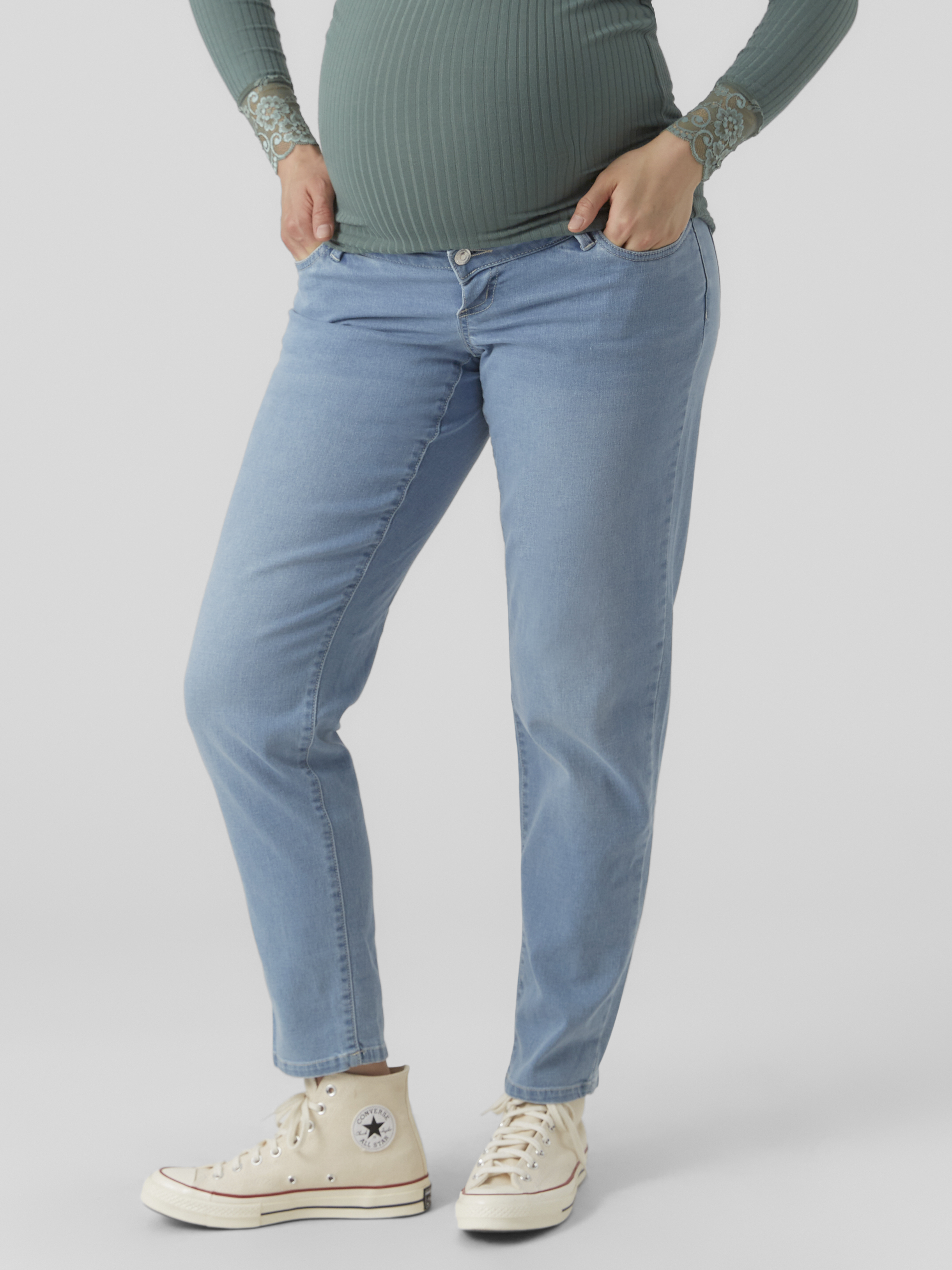 MAMA.LICIOUS Mom Fit Jeans -Light Blue Denim - 20019227