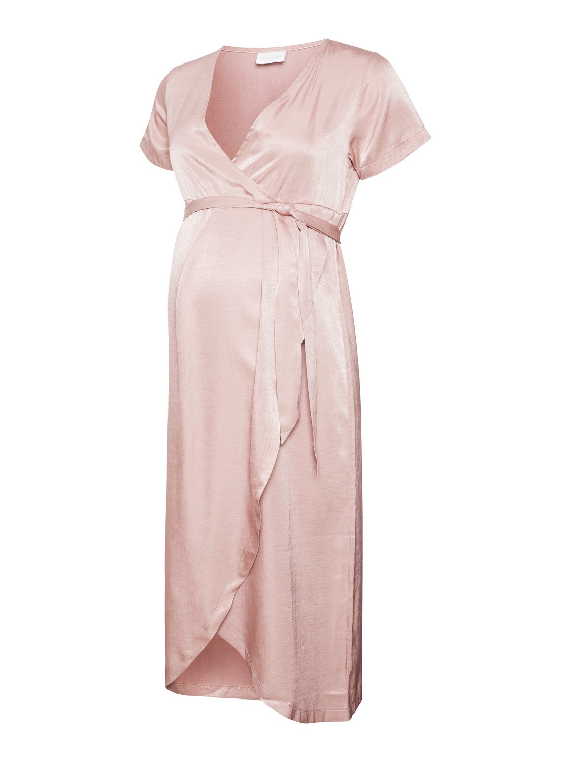 MAMA.LICIOUS Robe longue Regular Fit Col en V Manches classiques -Silver Pink - 20019242