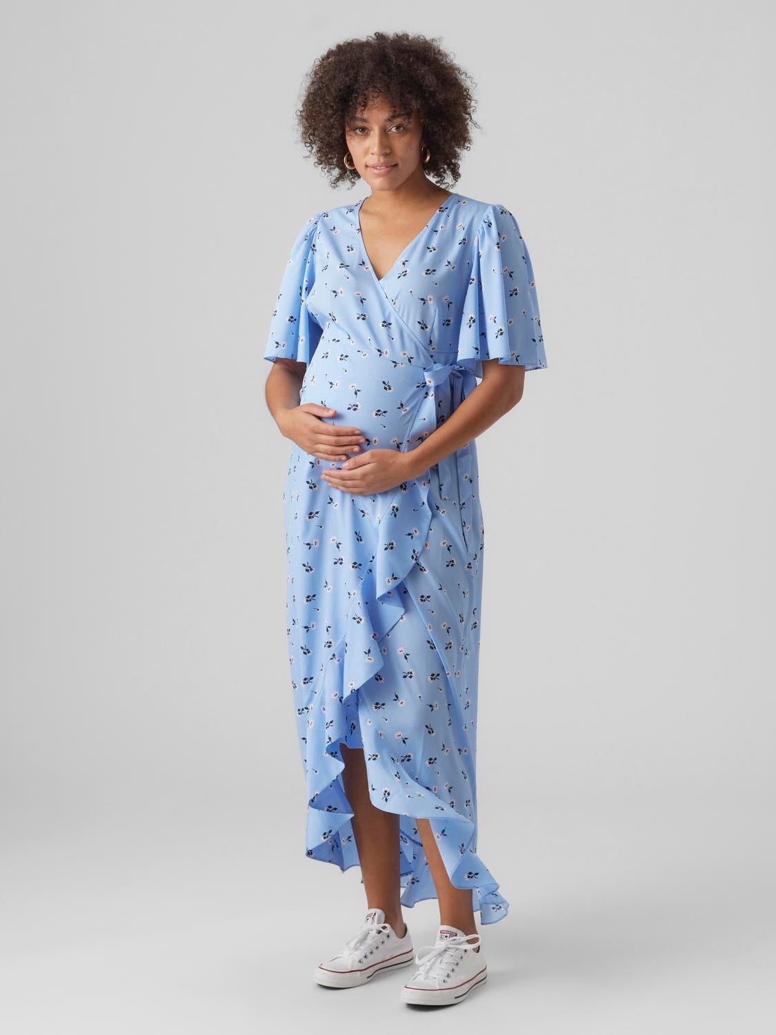 Mamalicious Mercy Shirt Maternity Dress, Della Robbia Blue at John
