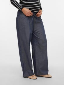 MAMA.LICIOUS Krój wide leg Spodnie -Medium Blue Denim - 20019429
