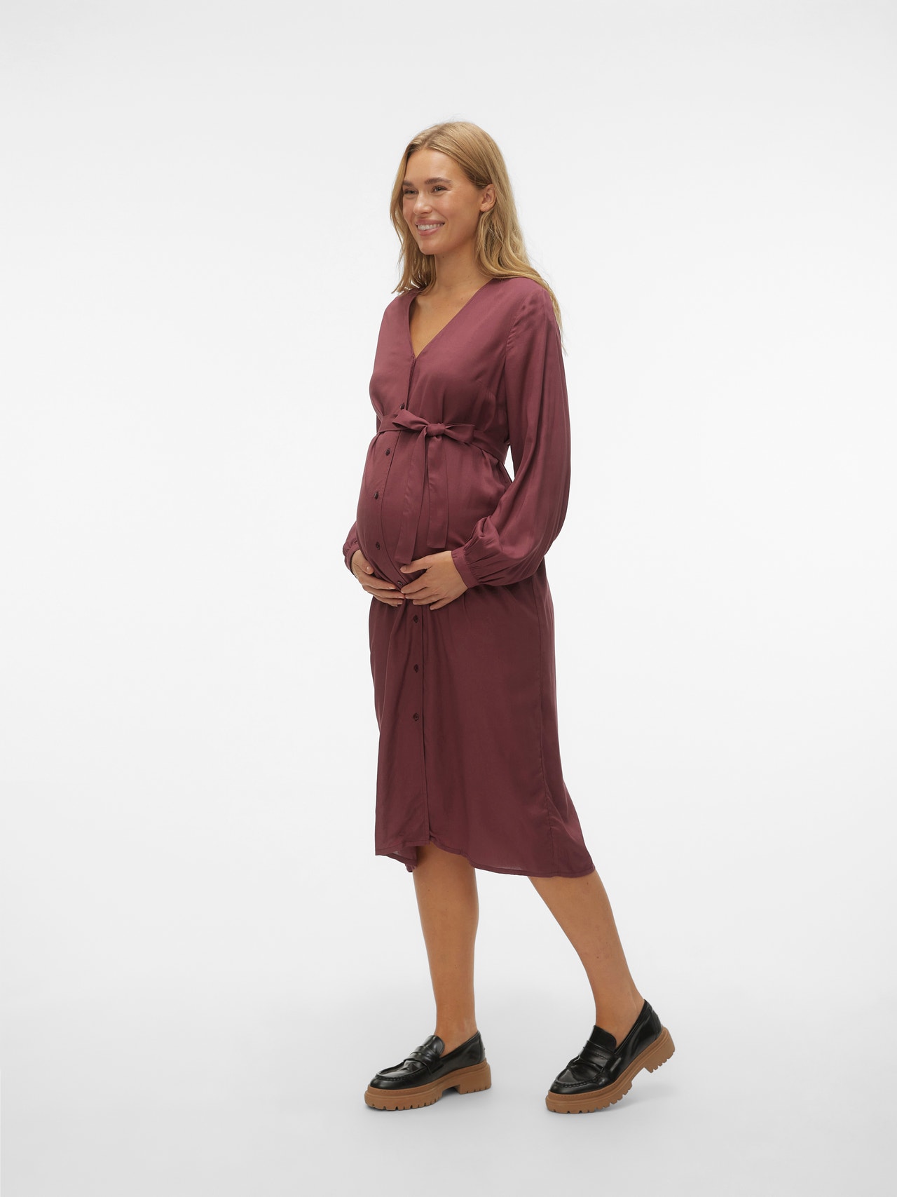 MAMA.LICIOUS Maternity-dress -Tawny Port - 20019522
