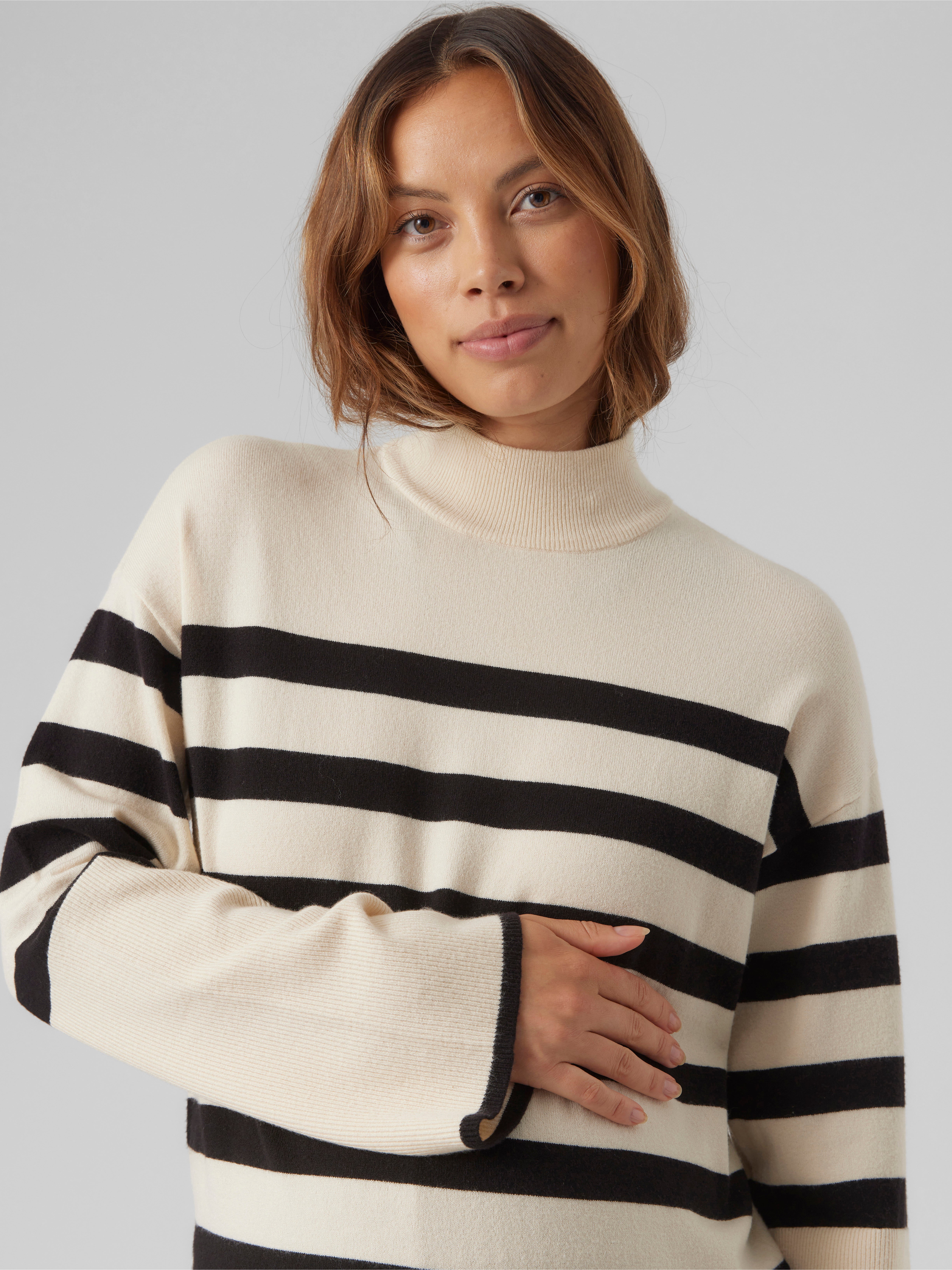 Mama Licious Mama.licious Mamalicious Striped High Neck Jersey