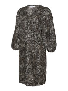 MAMA.LICIOUS Robe courte Regular Fit Col en V Poignets ou bas élastiqués Manches ballons -Black - 20019672