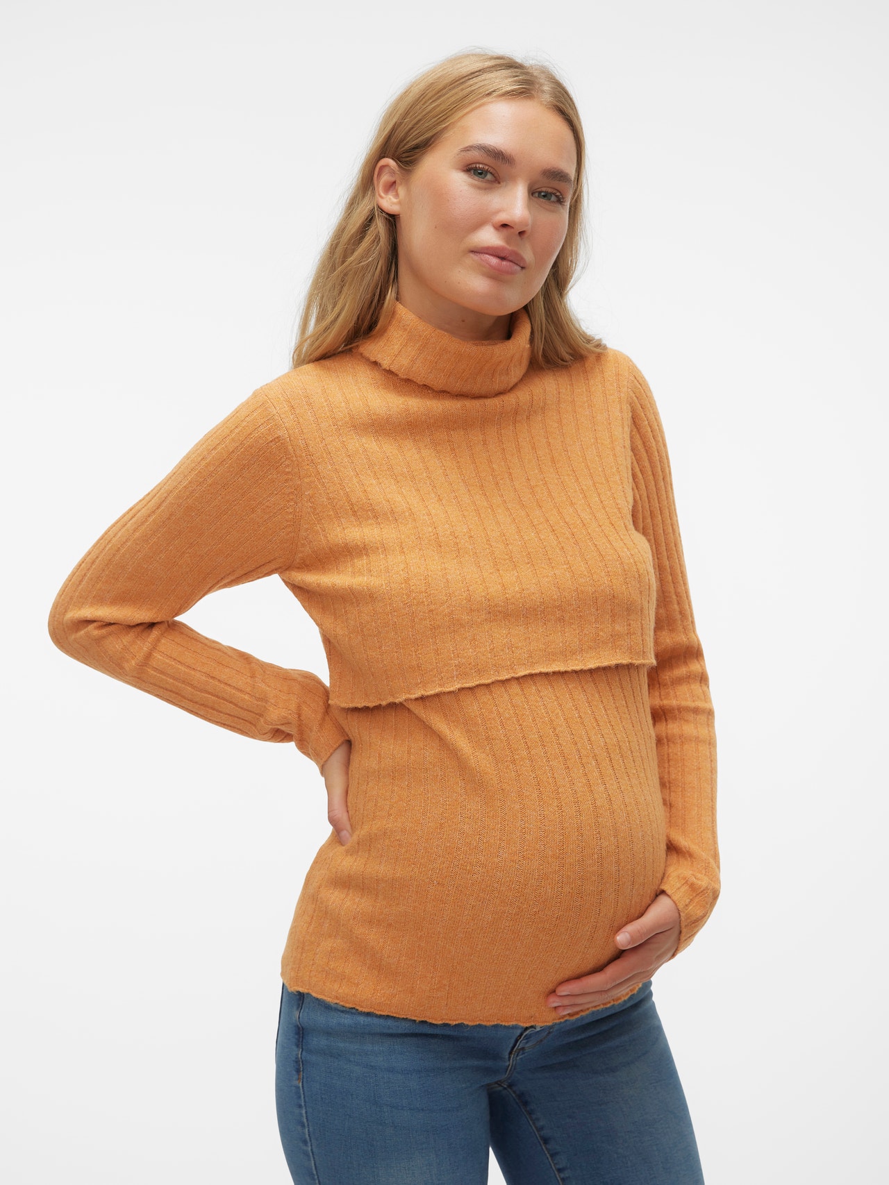 MAMA.LICIOUS Knitted maternity-pullover -Golden Ochre - 20019752