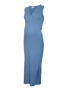 MAMA.LICIOUS Robe longue Bodycon Fit Col en V -Coronet Blue - 20019830