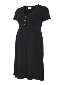 MAMA.LICIOUS Vestido corto Corte regular Cuello en V -Black - 20019842