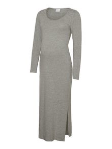 MAMA.LICIOUS Robe longue Bodycon Fit Col en U Manches fines et ajustées -Light Grey Melange - 20019898